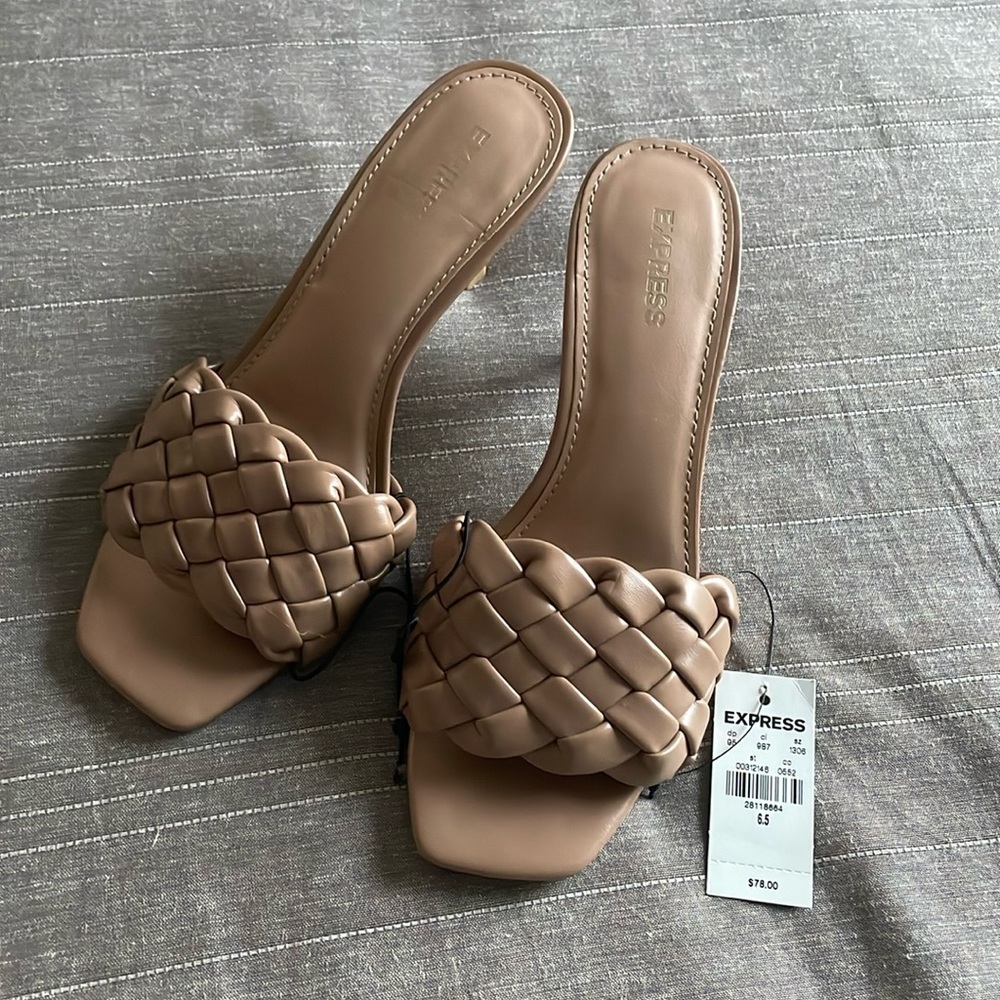 Nude kitten heel sandals
